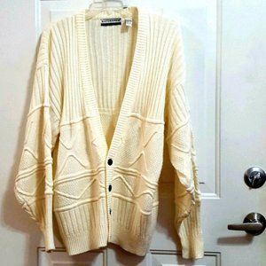 SATURDAYS L Cream Thick Knit Sweater Cardigan